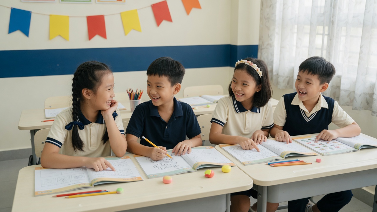 Học sinh làm bài kiểm tra trình độ tiếng Anh